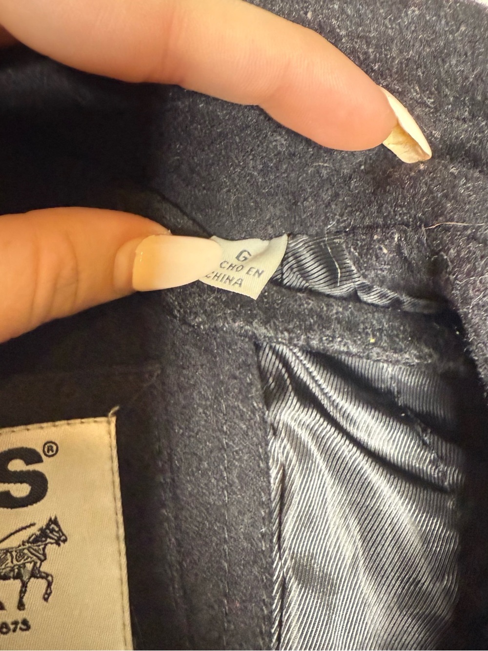 Levi's black double-breasted wool blend pea coat - Picture 10 of 11